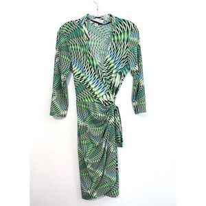 Maggy London Green Wrap Dress Size 6 Mini Dress